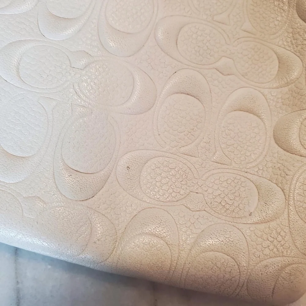 Coach Corner Zip Signature Embossed Wristlet Cream with Gold-tone Hardware